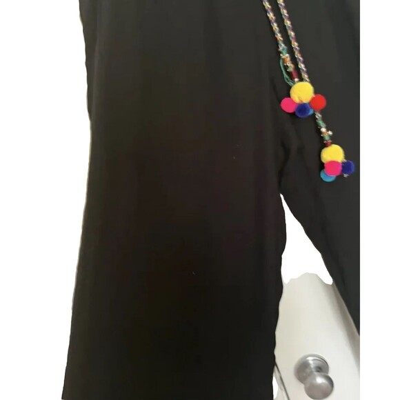 Joe Browns Hit The Beach Wide Leg Elastic Waist Crinkle Pant W/ Pom Poms Size M - Picture 6 of 10